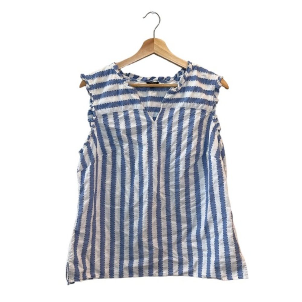 Talbots Plus Cotton Striped Blouse Top Sz XL - Picture 2 of 6